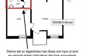 Möblerat rum med egen toalett i Spånga
